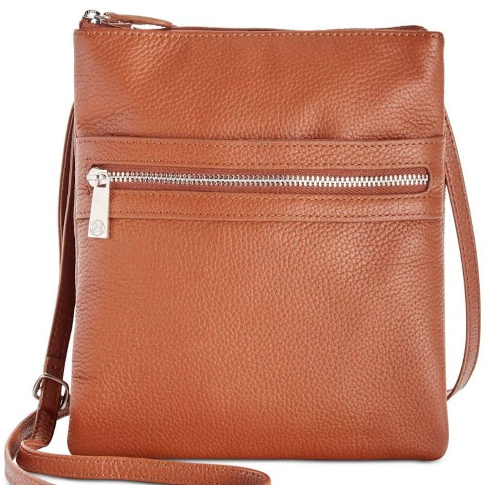 Giani Bernini Triple-Zip Pebble Leather Dasher Crossbody - Picture 1 of 2